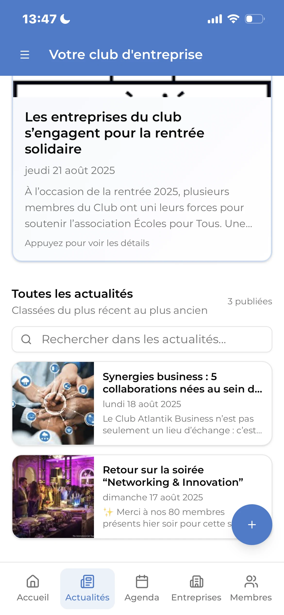 Actualités du réseau